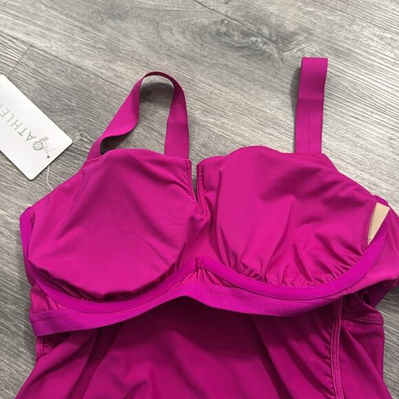 NWT Athleta Square Neck V Bra Cup Tankini Top "Electric Fuschia" Pink 34 D/DD - Picture 6 of 9